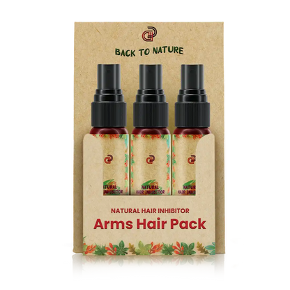 Domeli'C Natural Hair Removal Spray Arms Hair Pack on a clean surface, providing an all-natural, cost-effective solution for permanent arms hair removal.